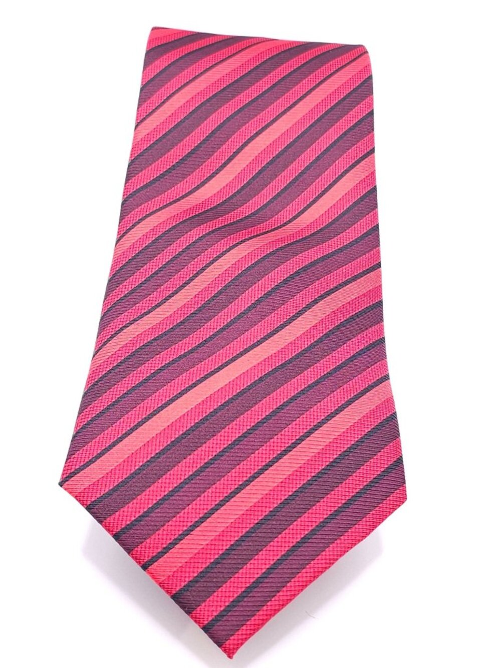 Vintage Bijoux Terner Genuine Silk Red & Black Striped Necktie